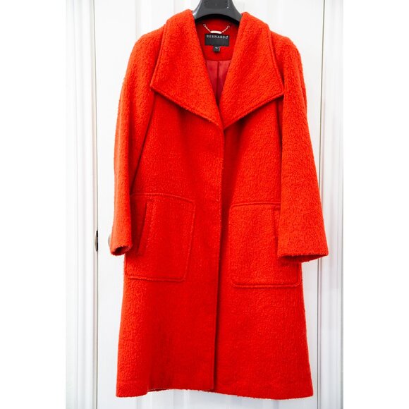 Bernardo Orange Fuzzy Fully Lined Boucle Coat, size Petite Medium - Picture 2 of 8